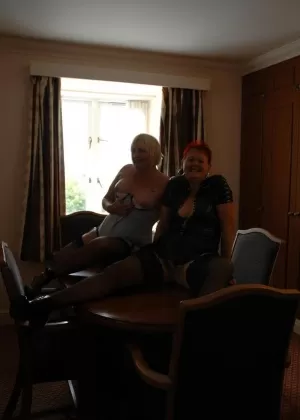 Older redhead Valgasmic Exposed and her lesbian friend expose themselves