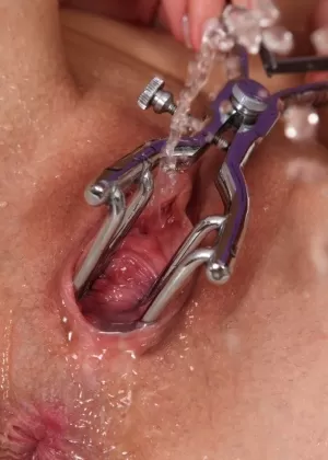 Hot blonde babe Foxies is playing with her brand new sex toys