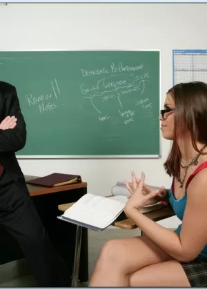 Naughty college girl in glasses Izy-Bella Blu banged by her teacher