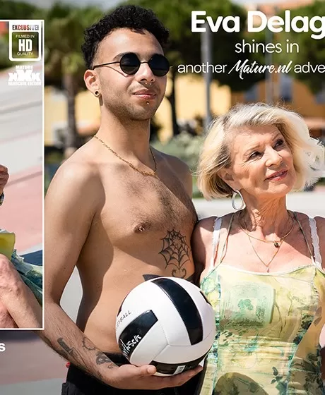 Современная бабуля-пума Ева Делаж заставляет двух молодых трахнуть  11