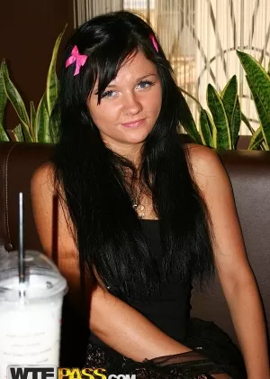 Brunette amateur Bella strips to her bra and underwear while inside a club